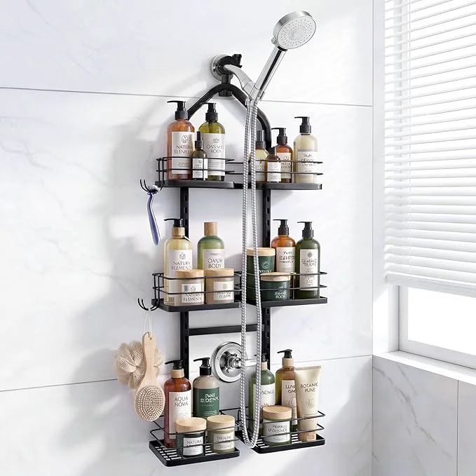 Responsible Adjustable Hanging Shower Caddy for Handheld Showerhead 3-Tier Rustproof Shower Rack Baskets Anti-Swing Hanging Shower Organizer for Bathroom Storage with 2 S-Hooks Large Capacity BlackAbout ThisOverview Genuine