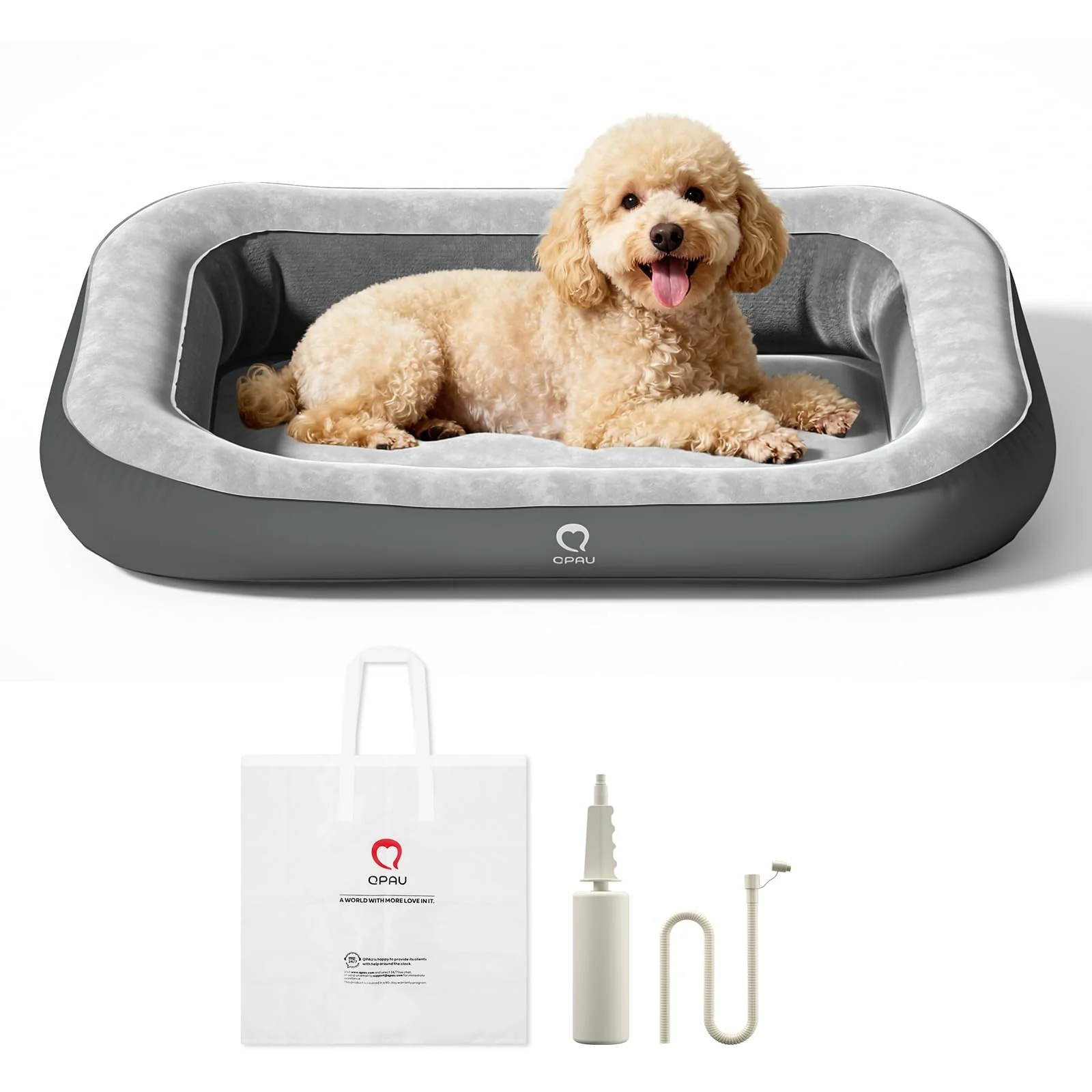 Reusable QPAU Inflatable Dog Bed with Sides – Waterproof Portable Pet Mattress for Travel Home Small to Medium Specialty