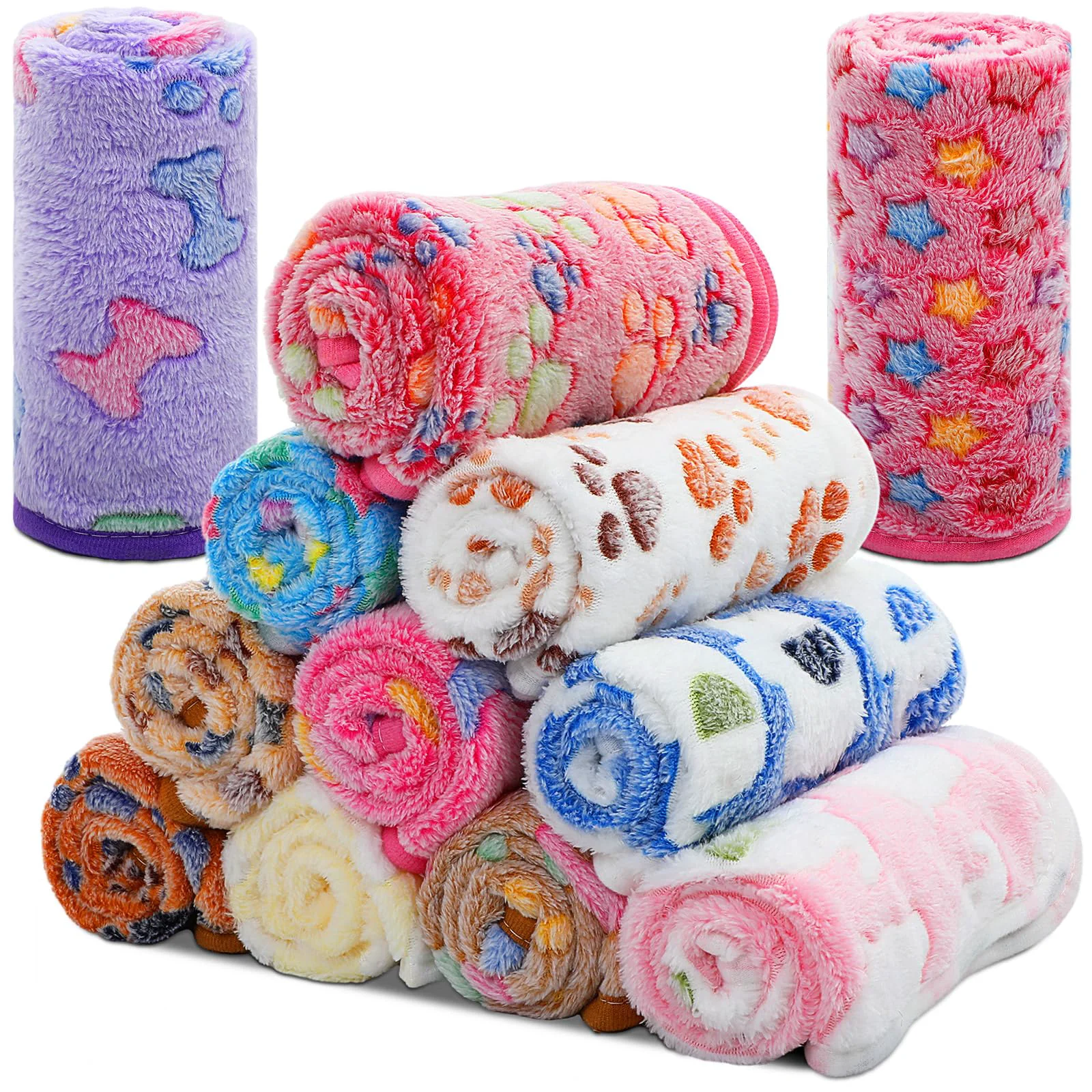 Safe Tatuo 12-Piece Puppy Blanket Set – Soft Fleece Pet Blankets for Small Pets 76 x 52 cm Next-Generation