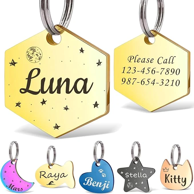 Certified Anavia Small Size Dog Cat ID Tags Small XS Personalized Color Plated Stainless Trusted