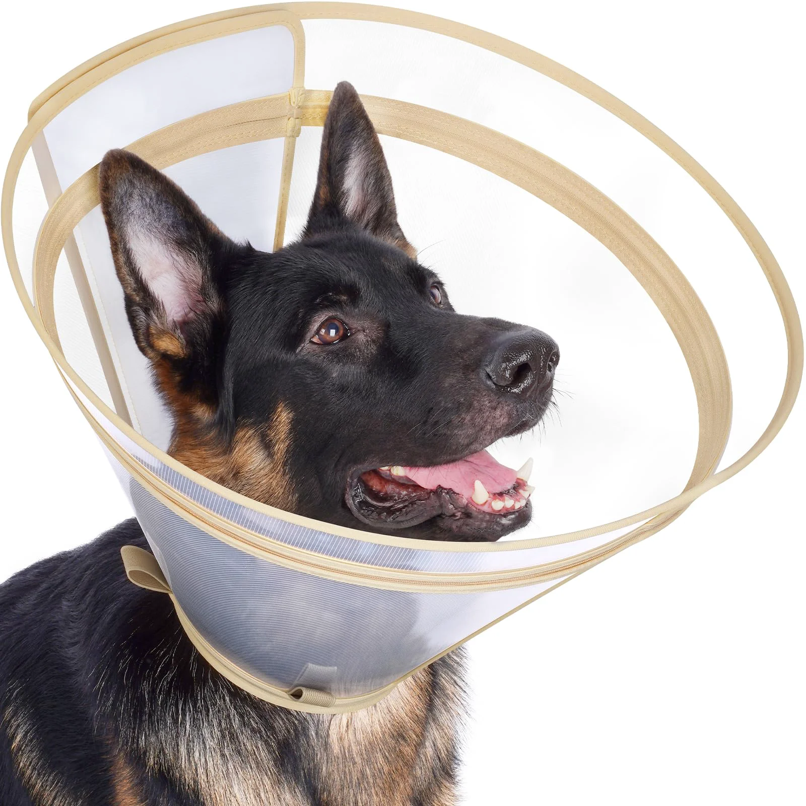 Unique Didopet Dog Cone to Stop Licking — Clear Recovery Collar with Detachable Zipper Khaki XL Specialty