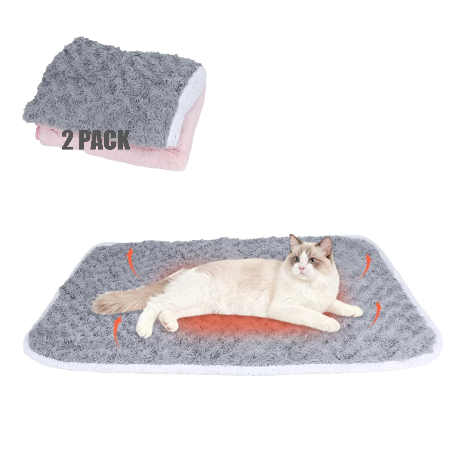 Fine Crafted SUPRIY 2-Pack Self-Warming Pet Mat Pink Gray – Extra Large 27.5×45 in Waterproof and Washable Breathable
