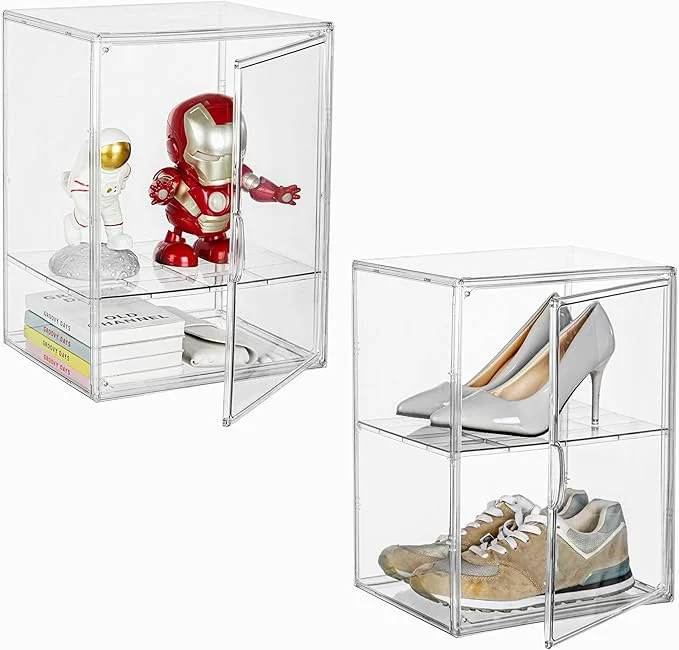 Dependable Acrylic Display Case with an Adjustable Divider 2 Tiers XXX-Large Boot Shoe Storage Boxes Clear Plastic Stackable Storage Bin with Lids 2 Pack Super Large Clear Display Box for Shoes CollectiblesAbout ThisOverview Innovative