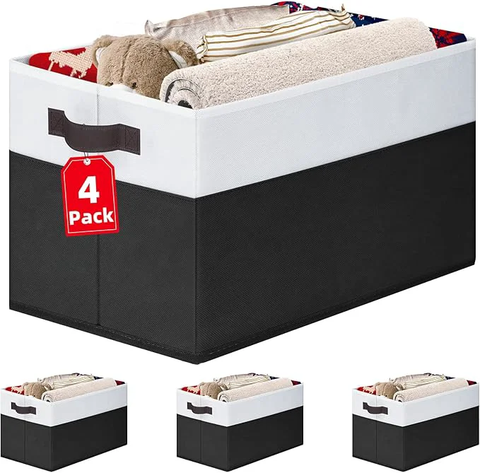 Eco-Friendly Criusia Large Storage Bins for Shelves 4 Pack Closet Storage Baskets for Clothes Blanket Beddings Towels Collapsible Fabric Closet Organizer Bins with Handles Laundry Room OrganizationAbout ThisOverview User-Friendly