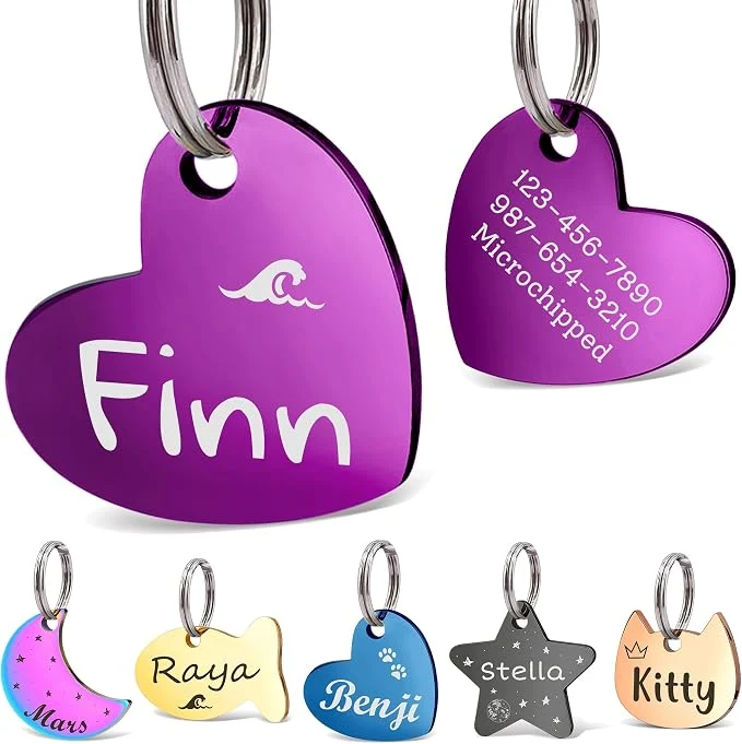 Breathable Anavia Small Size Dog Cat ID Tags Small XS Personalized Color Plated Stainless Original Design