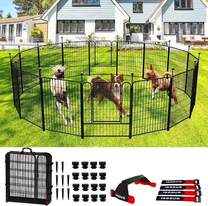 Efficient Portable Dog Fence Outdoor for Yard 36” High Dog Playpen Natural