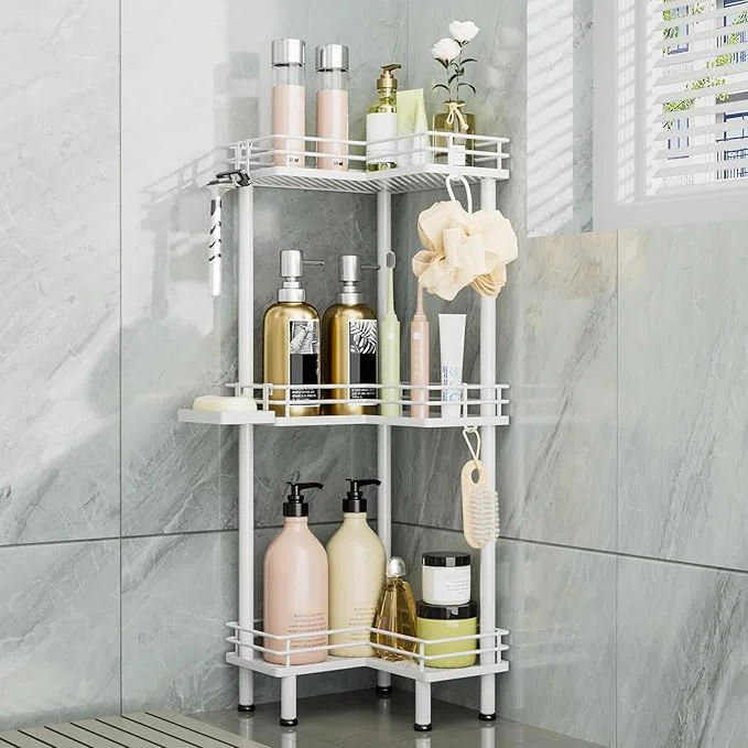 Proven Consumest Corner Shower Caddy Standing – 3-Tier Stainless Steel Shower Organizer with Soap Holder and 4 Hooks Large Capacity Corner Shelf Stand for Bathroom Rest Room WhiteAbout ThisOverview Practical