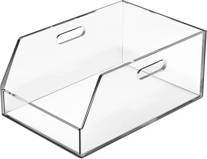 Contemporary Gelite Stackable Storage Bins Open Front Clear Organizer Bins with Handles Acrylic Storage Container for Pantry Kitchen Cabinet Bathroom Closet Office Organization 11.4×7.5×5.1”About ThisOverview Smart