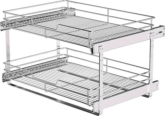 Fast 23 W x 22 D Cabinet Pull Out Shelves 2-Tier Heavy Duty Kitchen Pull Out Shelves for Wide Cabinets 22 Inch Deep Sliding Cabinet OrganizerAbout ThisOverview Enhanced