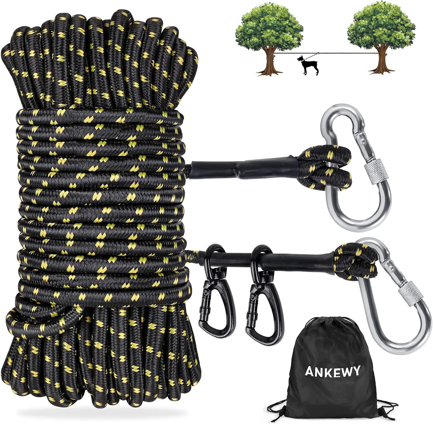World-Class ANKEWY Dog Tie Out Cable 100ft – 350lb Capacity for Camping Yard Smooth