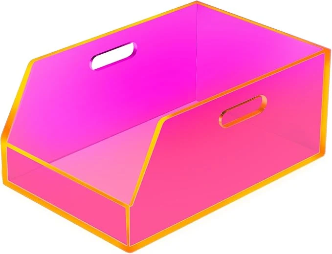 User-Friendly Gelite Stackable Storage Bins Open Front Organizer Bins with Handles Acrylic Storage Container for Pantry Kitchen Cabinet Bathroom Closet Office Organization 11.4×7.5×5.1” Neon PinkAbout ThisOverview Luxury