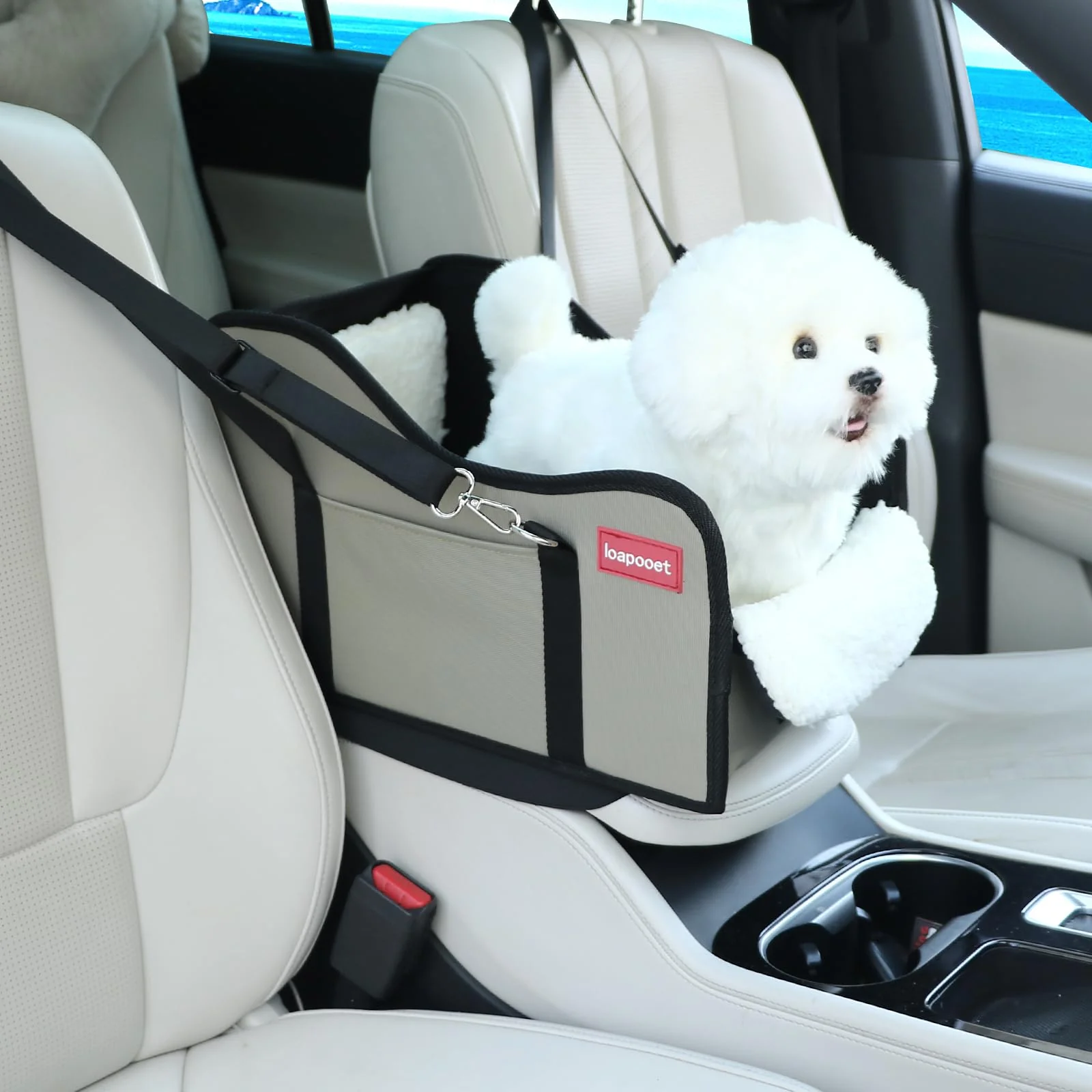 Safe Loapooet Center Console Dog Car Seat – Secure Dual-Use Carrier for Small Dogs Cats Recyclable