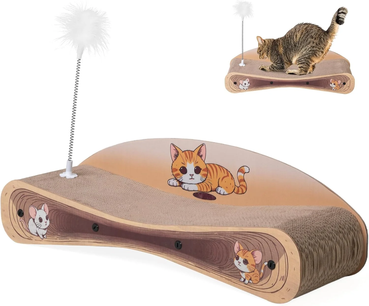 Efficient COZIVVOVV Cat Scratcher Lounge Bed – 2-in-1 Reversible Cardboard Scratching Pad Detailed