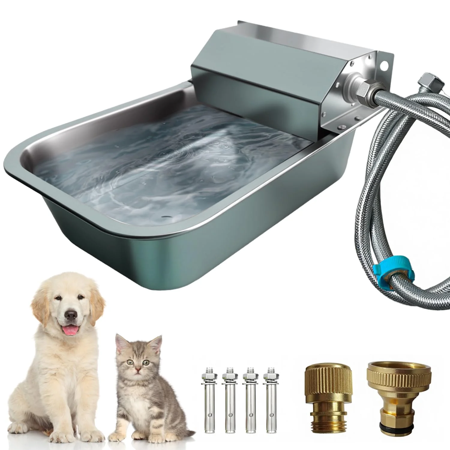 Efficient Paiaojia Automatic Dog Water Dispenser — 2 Gal Stainless Steel Water Bowl for Pets Livestock Selected