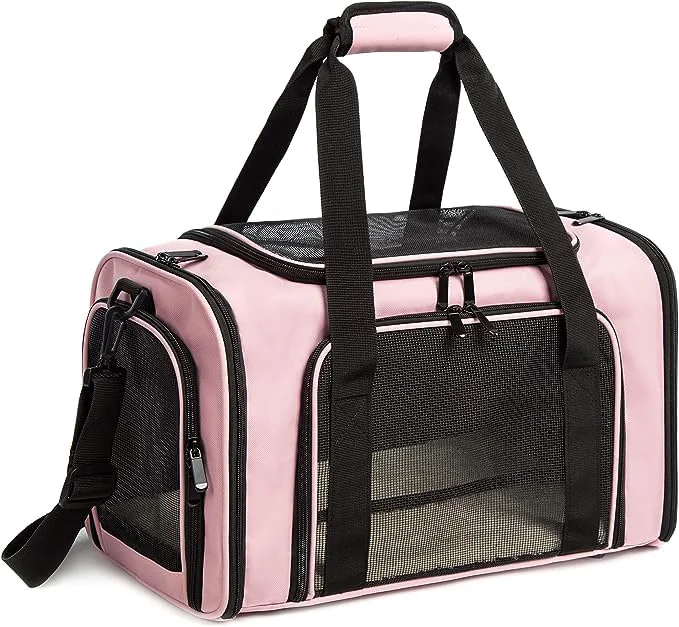 Fast ROSEBB Cat Carrier Dog Carrier – Airline- Soft Sided Carrier Medium Pink Contemporary