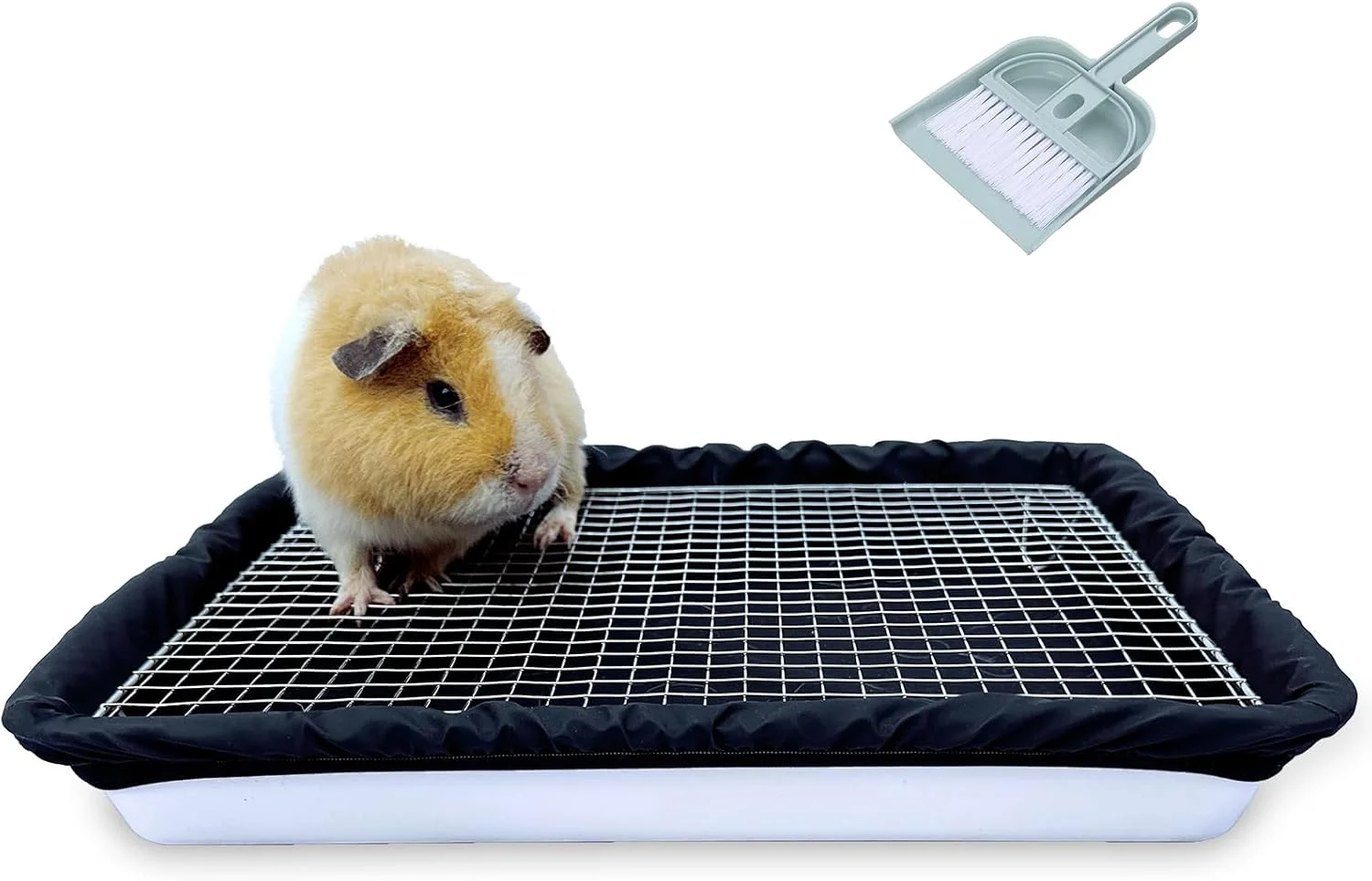 Eco-Friendly Guinea Pigs Litter Box with Stainless Steel Grid 2 Reusable Waterproof Liners Small Animal Potty Tray for Dwarf Rabbit Ferret Chinchilla Official