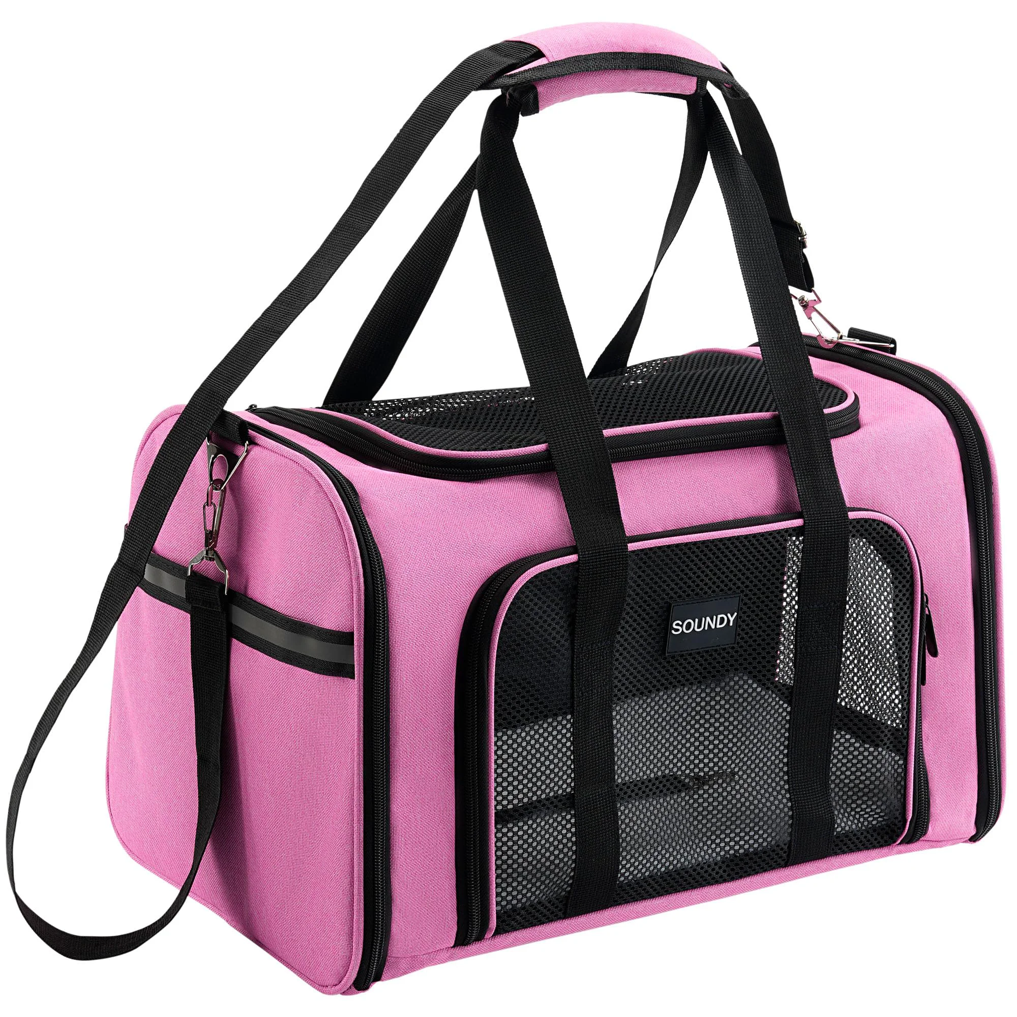 Soft Soundy Large Pink Cat Carrier Small Dog Carrier — Collapsible Ventilated Under 25 lbs High-Performance