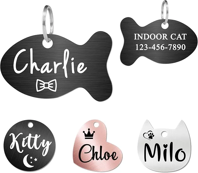 Efficient Ultra Joys Cat ID Tag Personalized Pet Tags Durable Stainless Steel Small Pet Contemporary