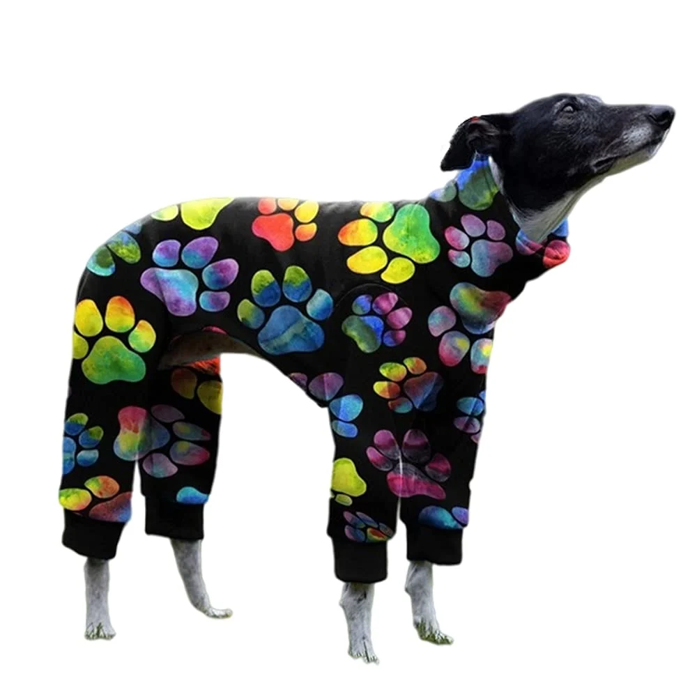 Advanced Cnkwei Dog Pajamas – Paw Print Greyhound Jumpsuit M-4XL Cotton-Poly Cozy Loungewear Powerful