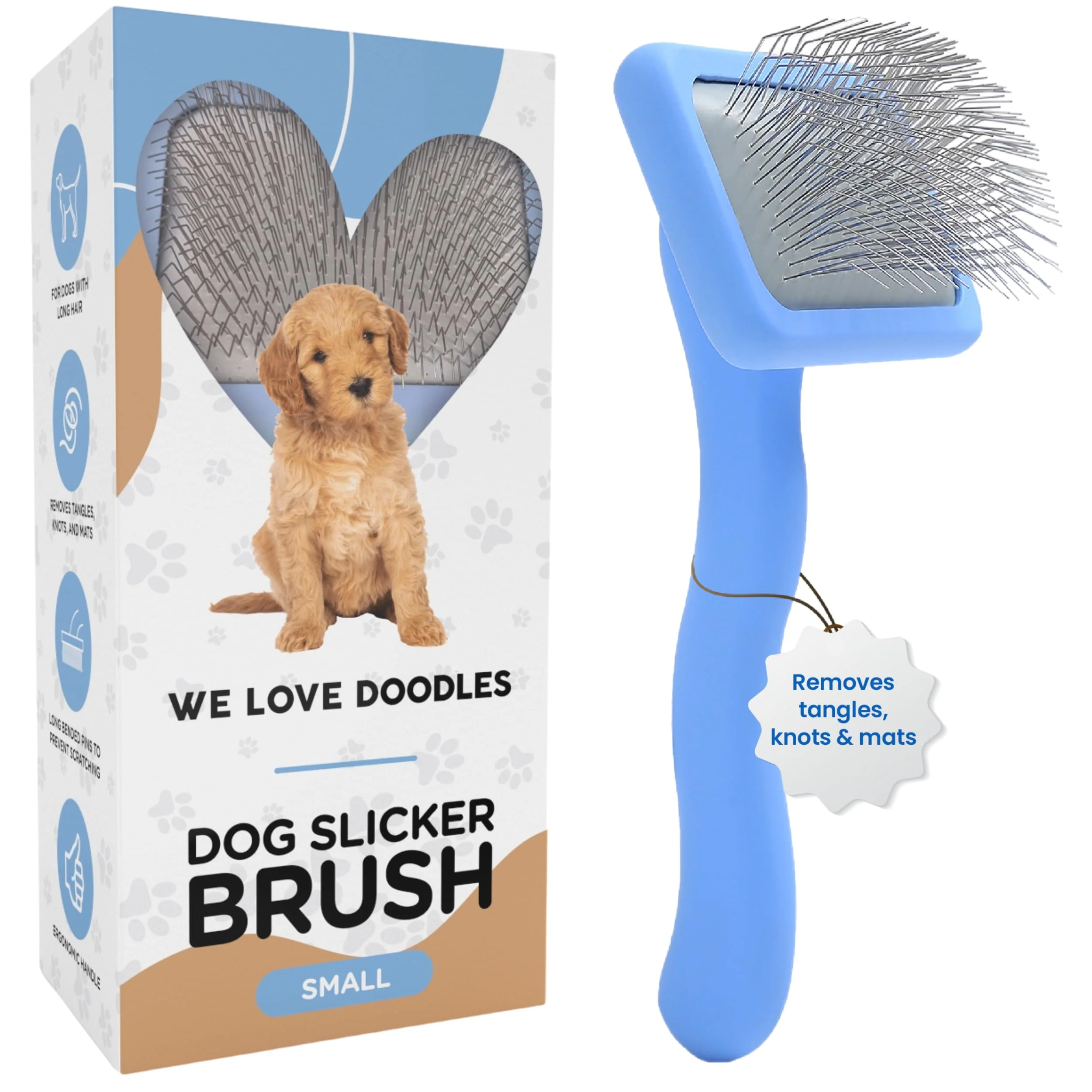Luxury We Love Doodles Slicker Brush for Long-Haired Dogs – Dematting Grooming for Poodles Goldendoodles Small Optimized