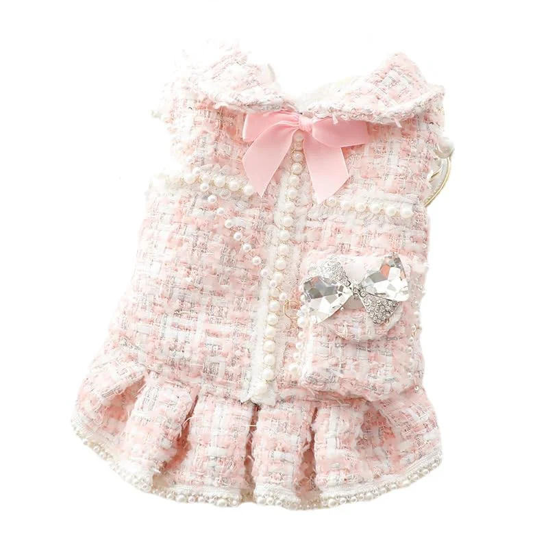 User-Friendly AZA Dog Princess Dress for Small Dogs – Lolita Tweed Costume S Pink High-Performance