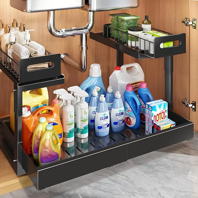 Certified 1 Pack Expandable Under Sink Organizers And Storage With Upgrade Ball-Bearing Slide Tracks 2-Tier Pull Out Under Cabinet Organizer Height Adjustable Slide Out Under Sink Drawers-Black Patent Pending Expandable Under Sink Pull Out Height AdjustableAbout ThisOverview Exceptional