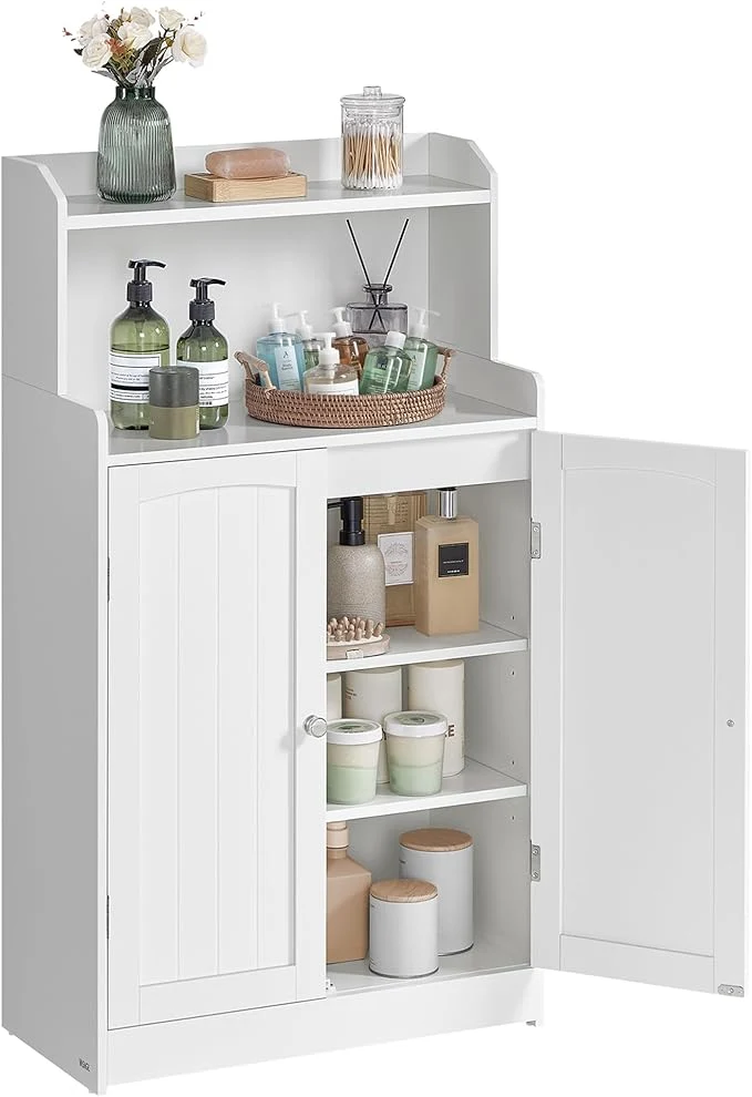 User-Friendly VASAGLE 39.4-Inch Tall Storage Cabinet Floor Cabinet with 2 Doors 2 Adjustable Shelves standing for Bathroom Kitchen Living Room Cloud White UBBC770W01About ThisOverview Luxury