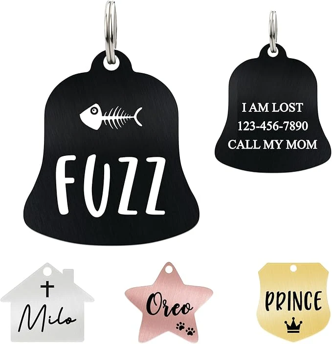 Unique Ultra Joys Cat ID Tag Personalized Pet Tags Durable Stainless Steel Small Pet Organic