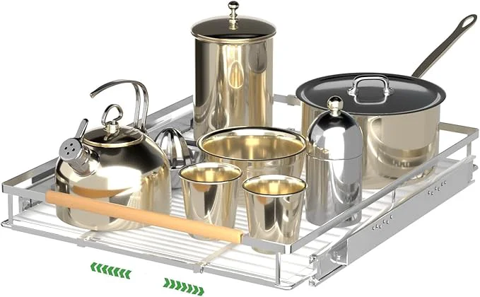 Specialty Expandable Pull Out Drawer Cabinet Organizers Heavy Duty Slide Out Storage Shelf for Home Kitchen Pantry Cupboard Pots Pans Adjustable Width from 17.2 28.1 Stainless Steel 1 PackAbout ThisOverview Stylish