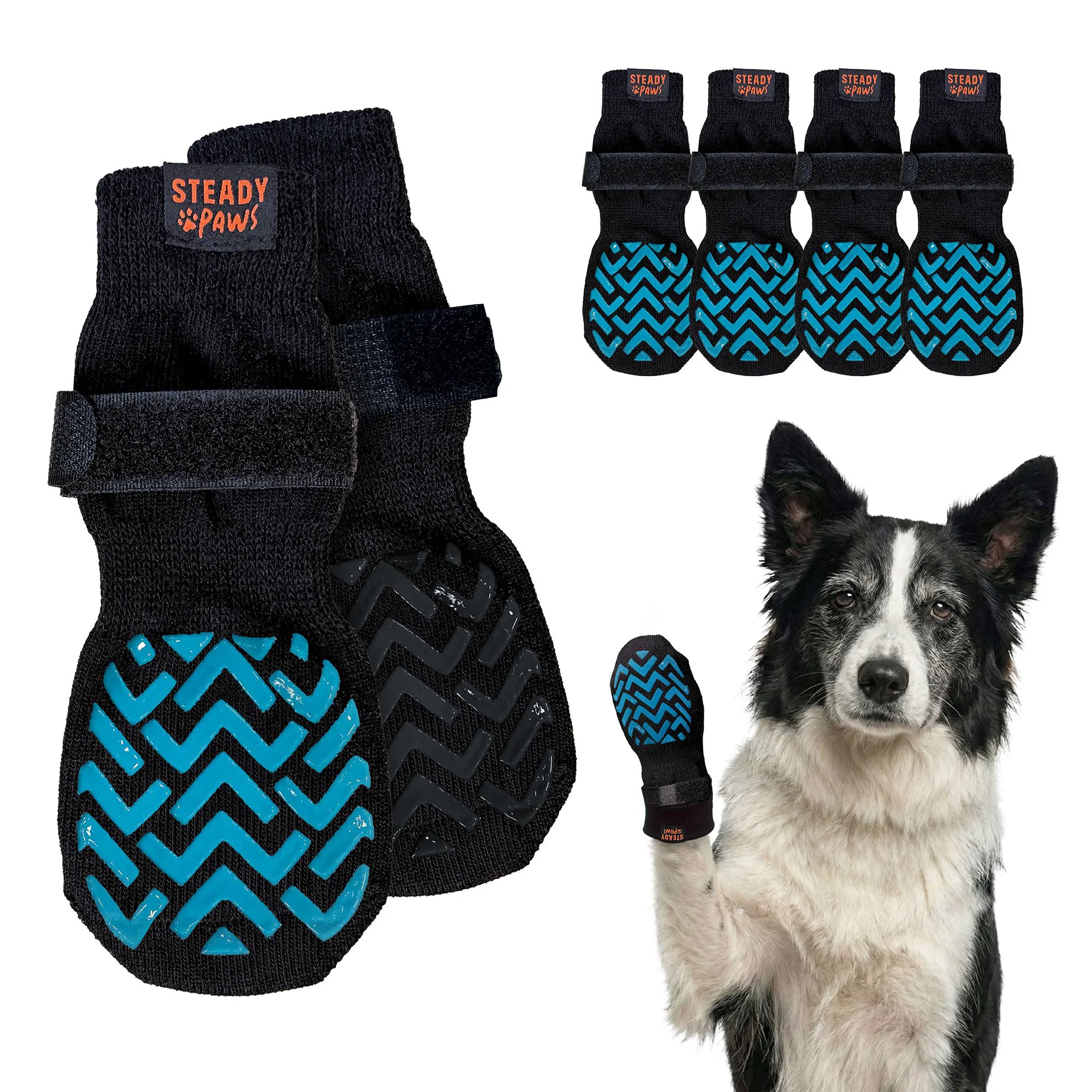 Safe Steady Paws Anti-Slip Dog Socks – Adjustable Straps Breathable Traction for Indoor Floors 4 Pack XS–XXL Healthy