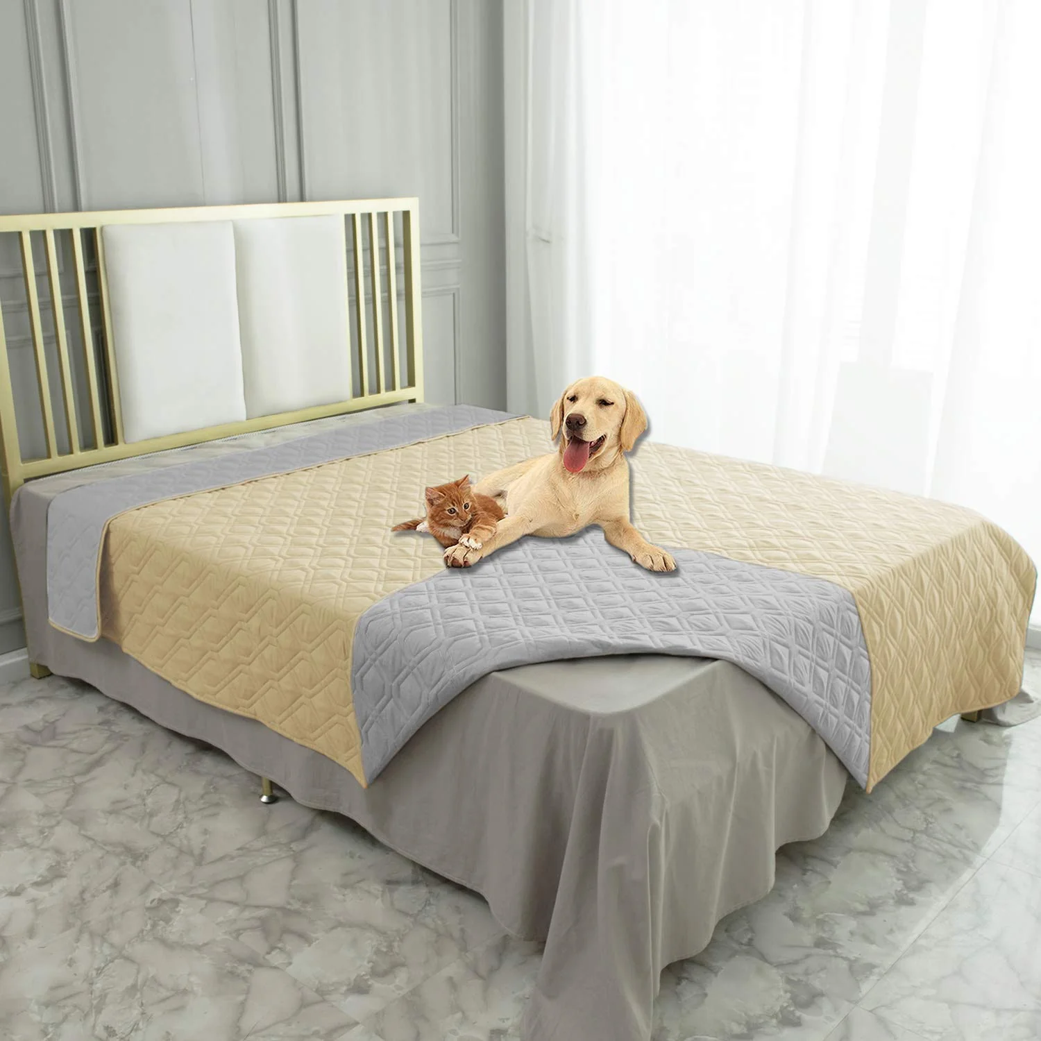 Detailed Ameritex Waterproof Dog Bed Cover – Reversible Machine Washable Trendy