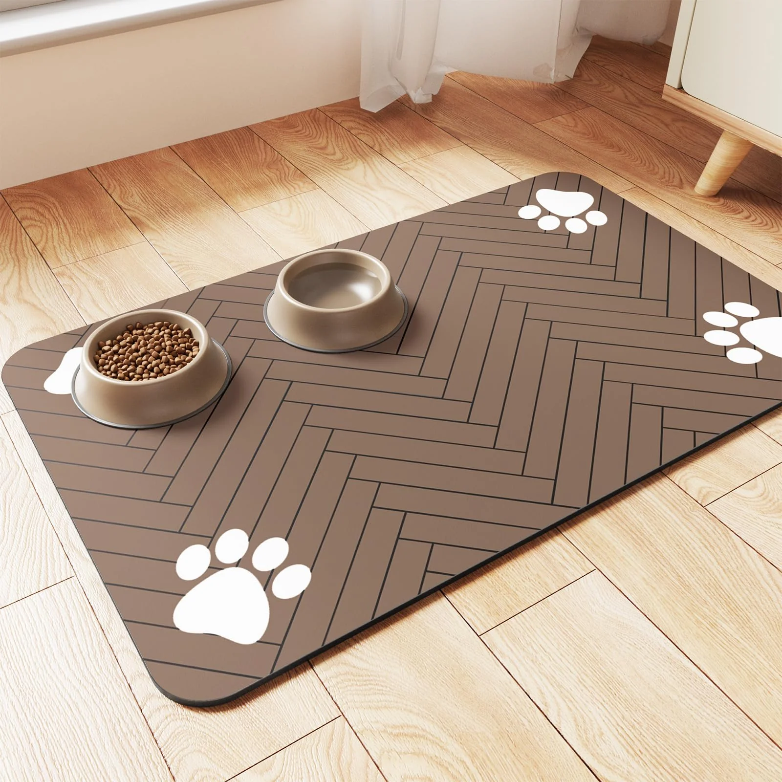 Secure DK177 Pet Feeding Mat – Absorbent Waterproof Backing 27×17 in – Coffee Next-Generation