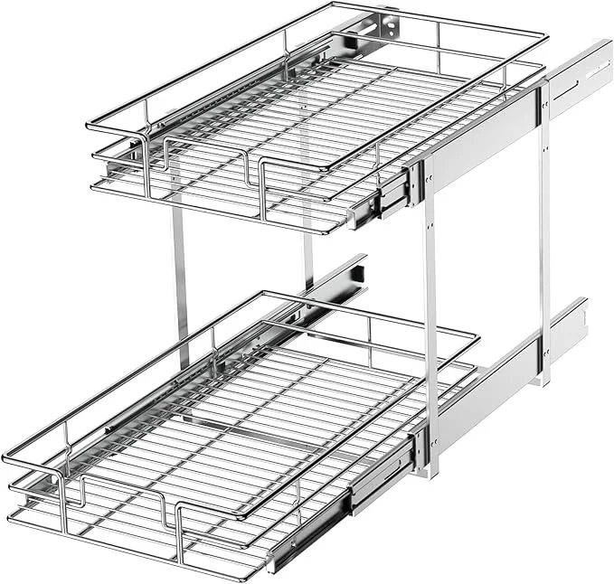 Luxury LOVMOR 2 Tier Individual Pull Out Cabinet Organizer 11 W x 18 D Slide Out Kitchen Cabinet Storage Sliding ShelvesAbout ThisOverview Efficient