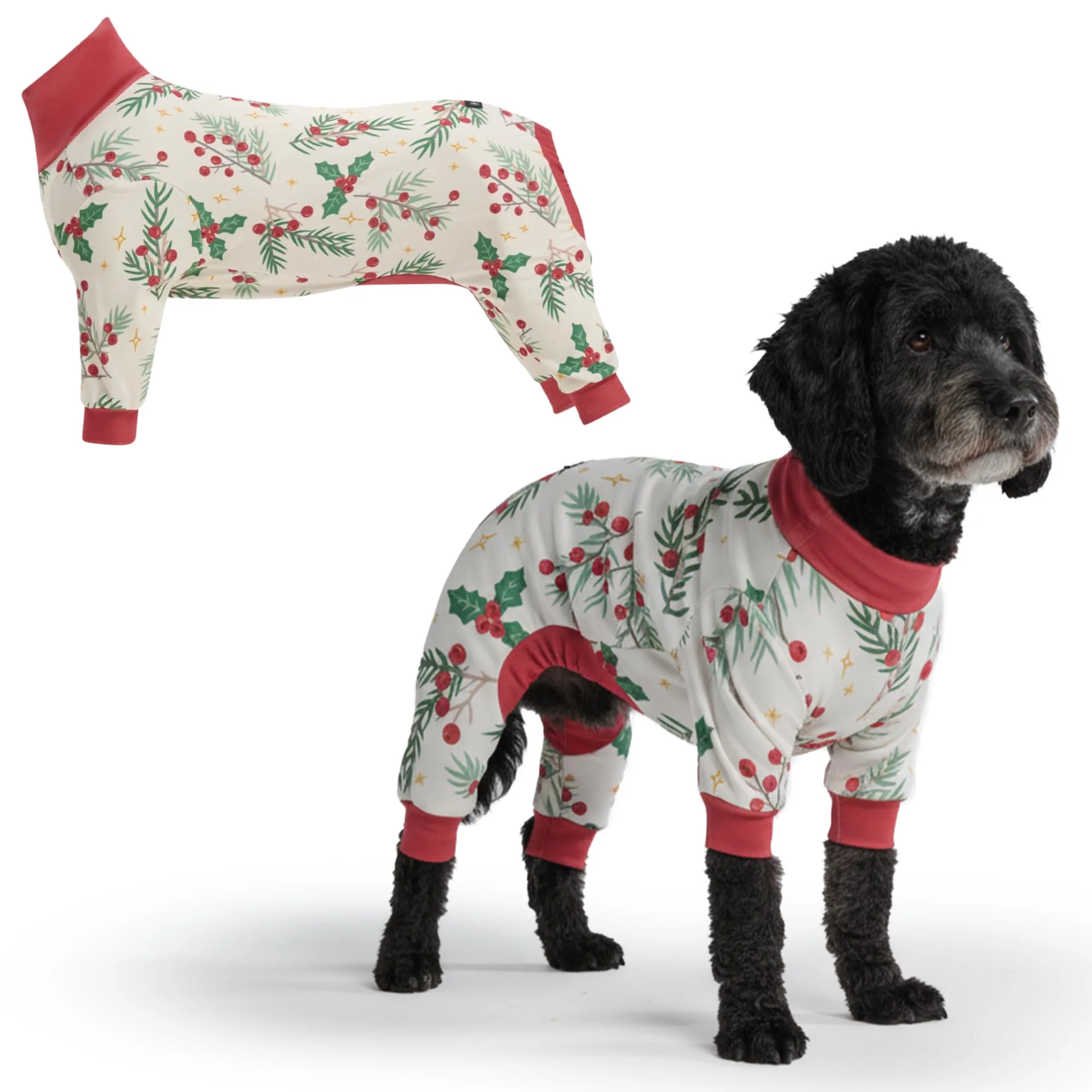 Breathable Spark Paws Mistletoe Dog Pajama – Ultra-Soft 4-Way Stretch 2XL Original Design