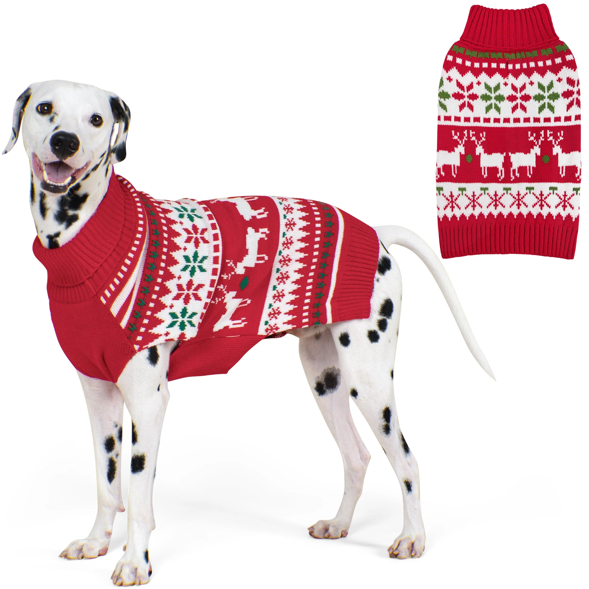 Smooth KYEESE Dog Christmas Sweater — Warm Turtleneck Knitwear with Snowflake Elk Pattern Unique