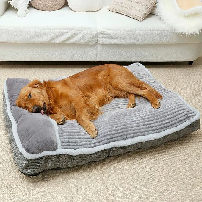 Elite WINDRACING Dog Bed for Large Dogs – Pillow-Design Grey Crate Kennel Mattress 30x20x3 in Secure