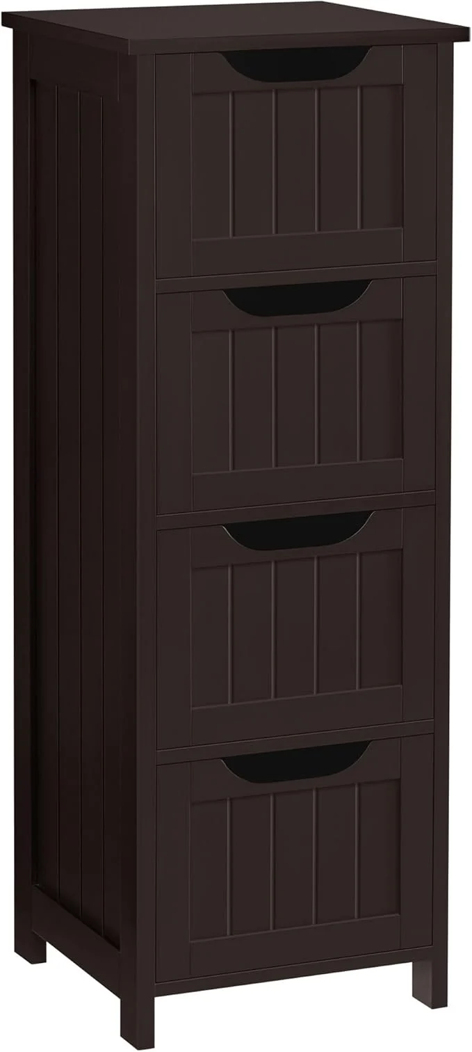 Stylish Yaheetech Bathroom Floor Cabinet Wooden Side Storage Organizer 4 Drawers -Standing Cabinet for Bathroom Hallway Living Room EspressoAbout ThisOverview Carefully Designed