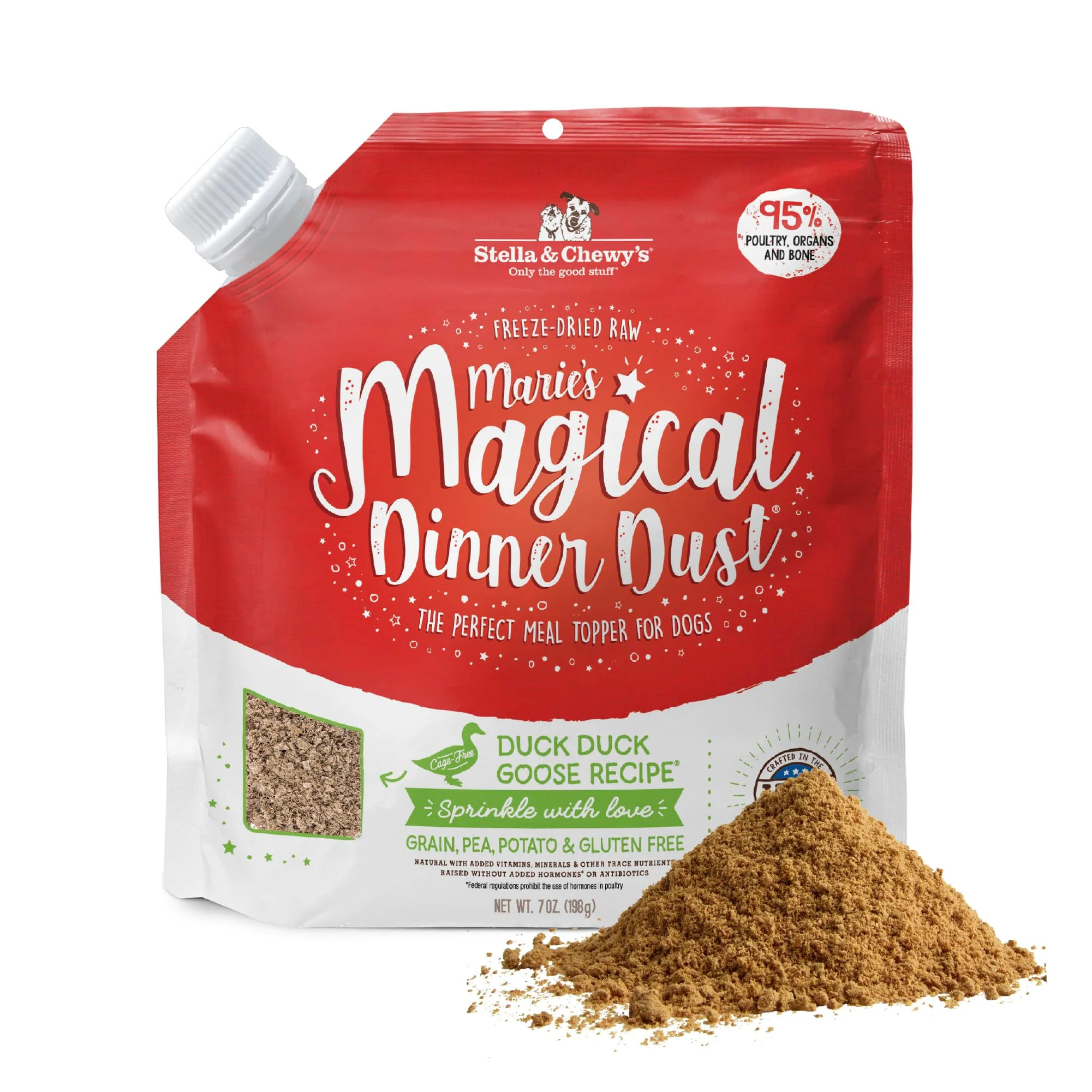 Organic Stella Chewy’s Marie’s al Dinner Dust – ze-Dried Duck Turkey Topper for Picky Eaters 7oz Artisan
