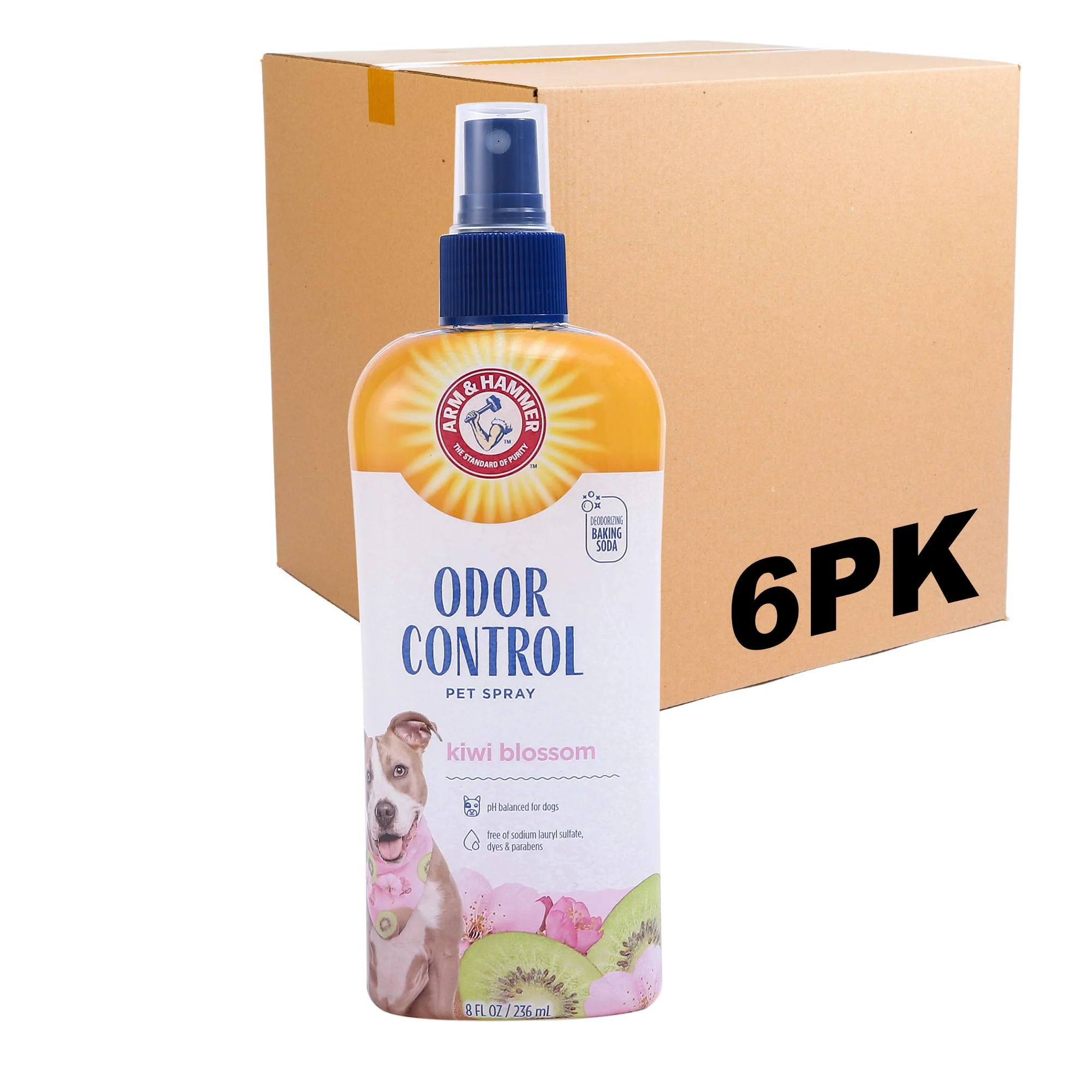 Safe Arm Hammer Super Deodorizing Spray for Dogs Kiwi Blossom Scent 8 oz 6-Pack Enhanced