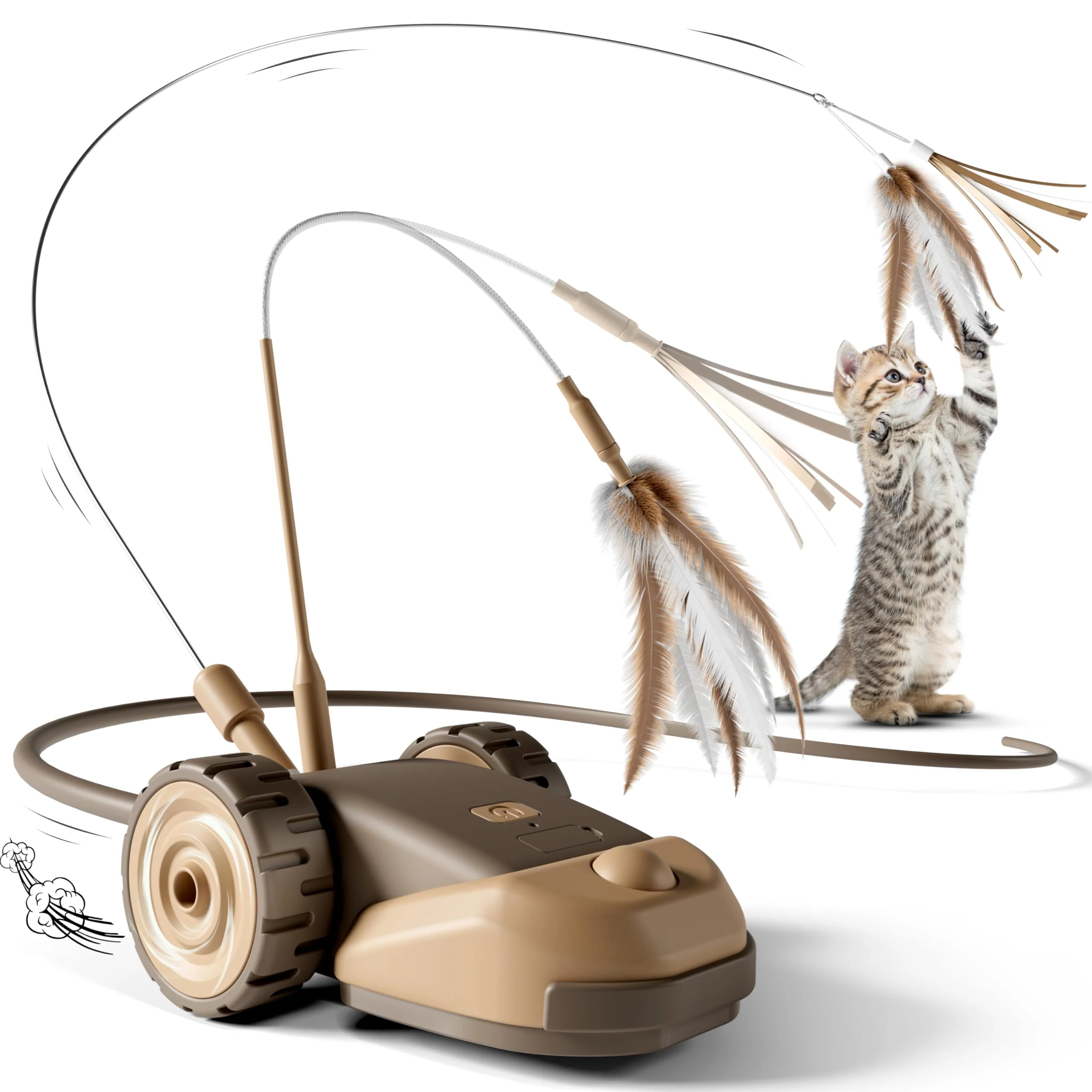 Innovative CYROS 3-in-1 Interactive Cat Toy — 2-Speed Auto Moving Mouse for Self-Play Functional