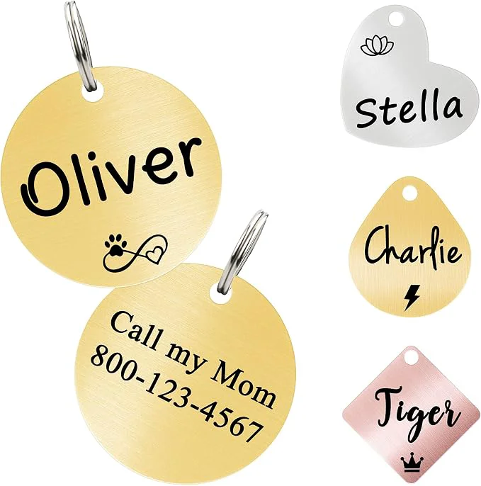 Breathable Ultra Joys Cat ID Tag Personalized Pet Tags Durable Stainless Steel Small Pet Fine Crafted
