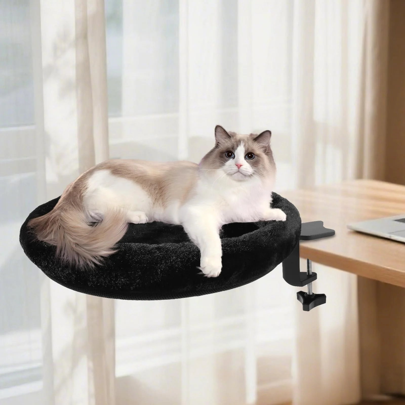 Proven NEVESYKCUL Cat Desk Bed – Ergonomic Clamp-On Cat Perch for Remote Work Up to 50 lbs Artisan