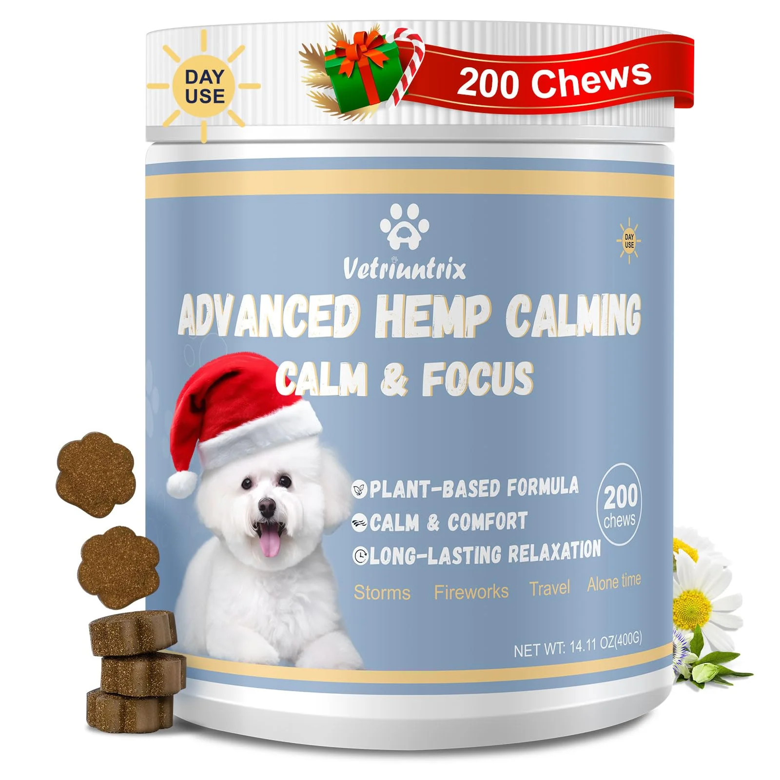 Fine Vetriuntrix Calming Chews for Dogs – Natural Stress Support 200 Count Consistent