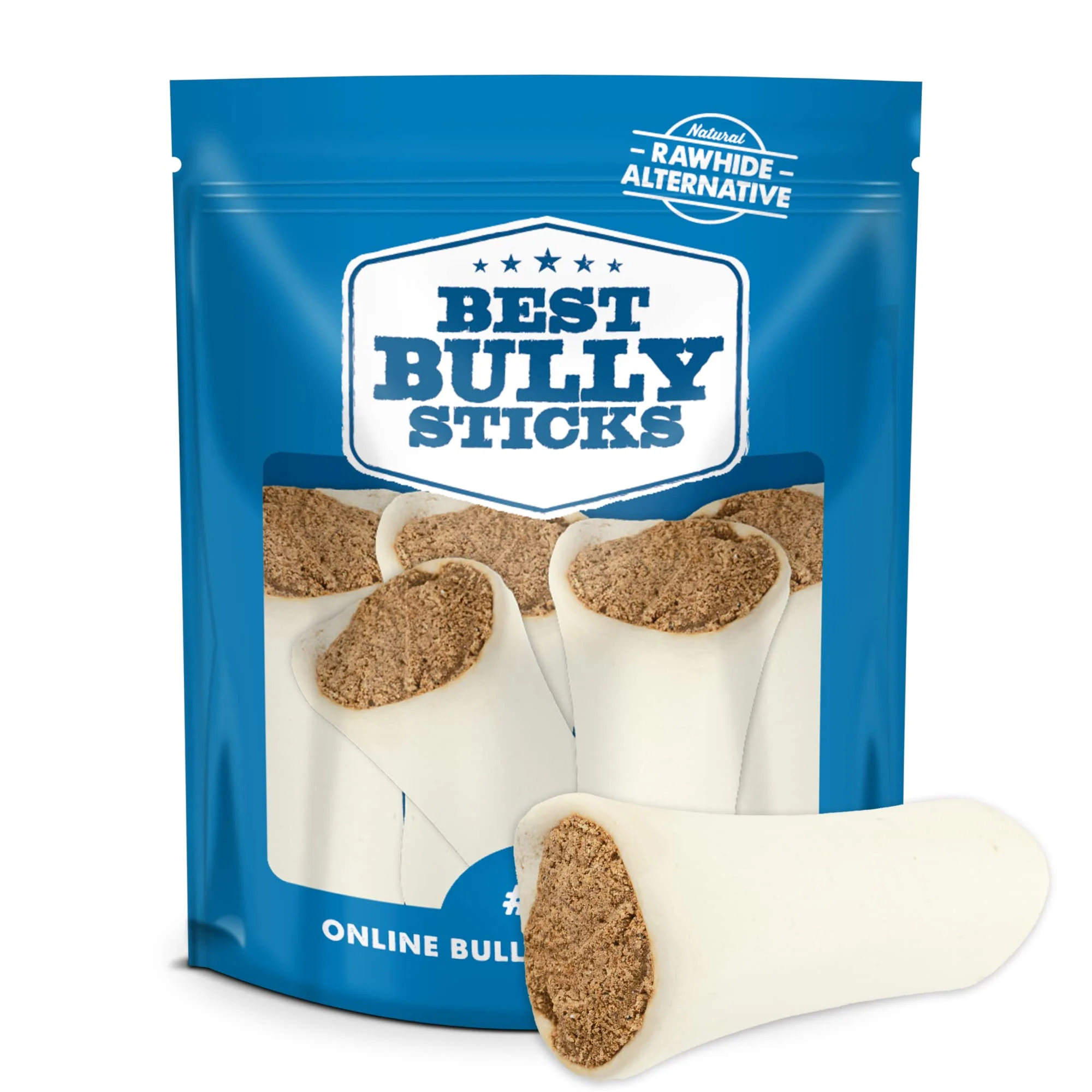 Verified Bully Sticks 5-6 Inch Bully Filled Shin Bones – 5 Count Refillable Digestible Chews Lightweight