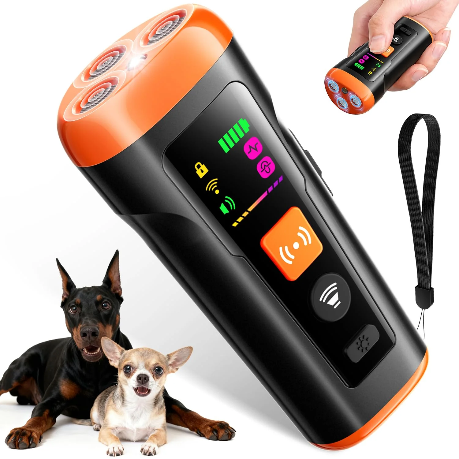 Organic Mzorts Dog Bark Deterrent 3X Ultrasonic Training Device for Indoor Outdoor Use Lightweight