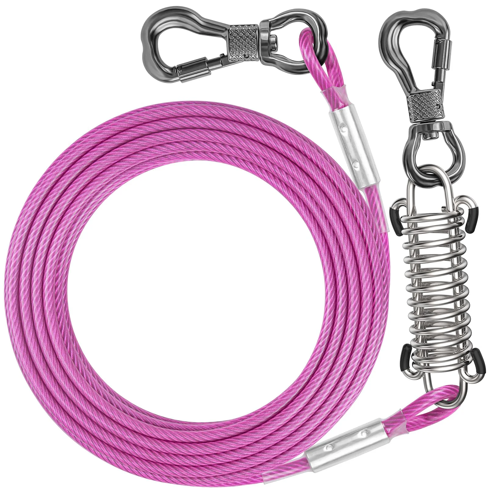 High-Grade Tresbro 50ft Dog Tie Out Cable with Spring – Heavy-Duty Outdoor Lead for Large Dogs Up to 500 lbs Versatile
