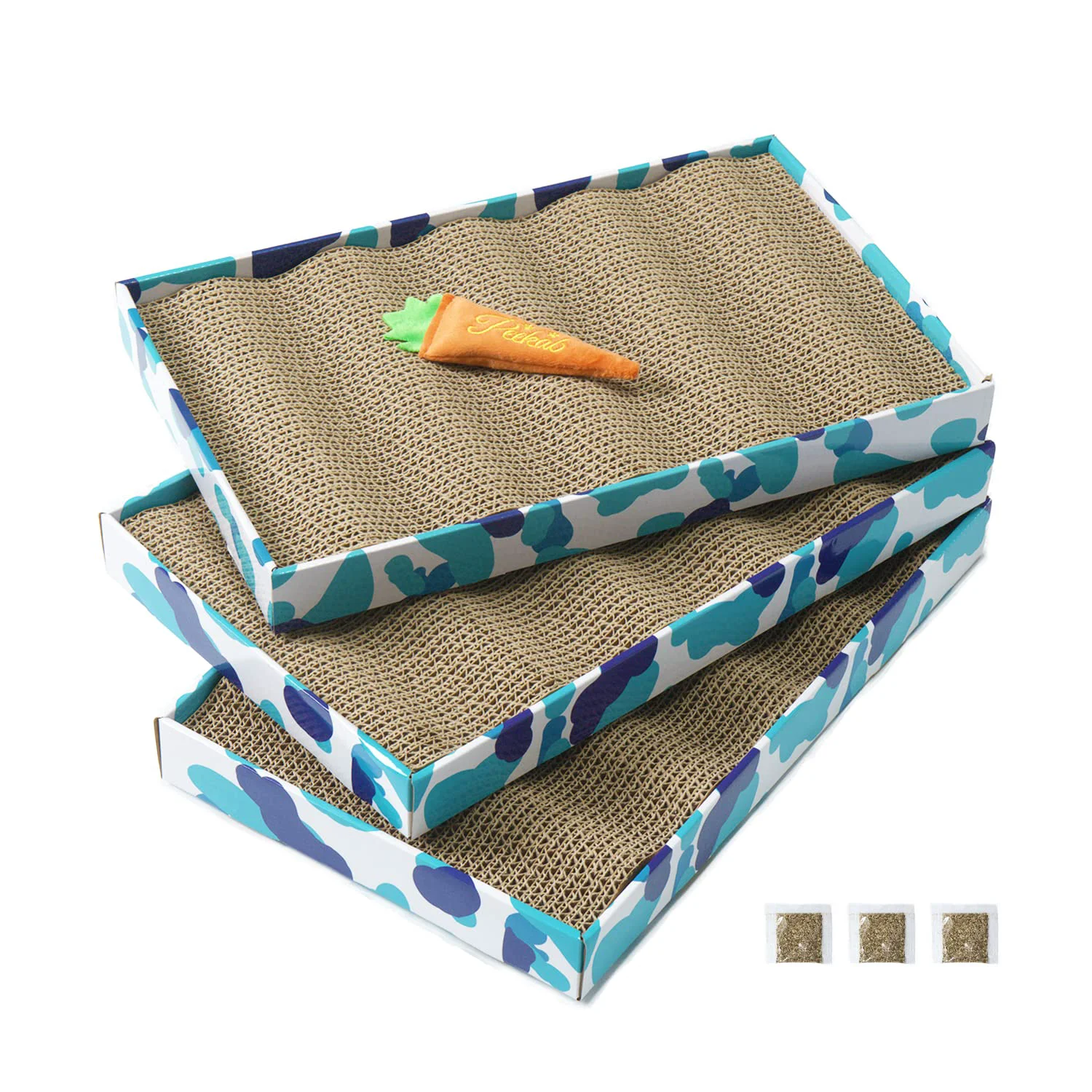 Contemporary PEEKAB Cat Scratcher Cardboard – Reversible XXL 3-Pack with Catnip High-Performance