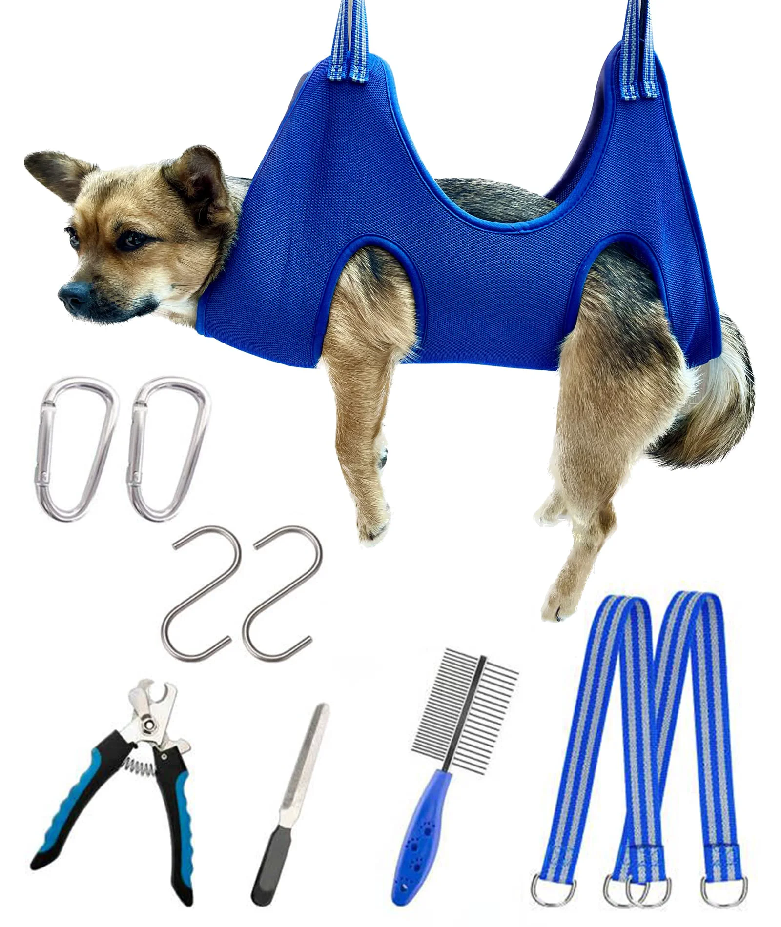Effective Kkiimatt 10-in-1 Dog Grooming Hammock Harness with Nail Clippers – S Size for Small Dogs under 30lb Blue Fashionable
