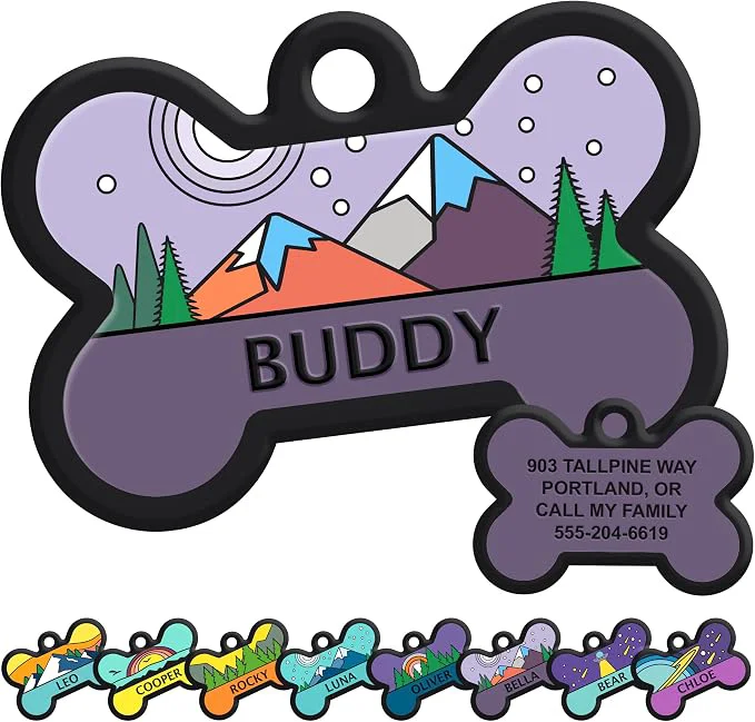 Effective GoTags Silent Dog Tag Personalized Engraved Bone Silicone Dog and Cat Name Pet Modern