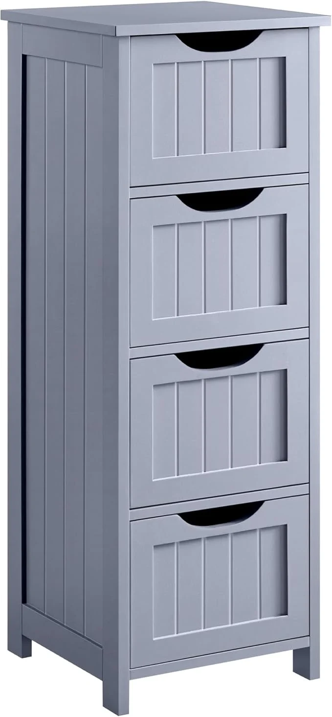 High-Grade Yaheetech Bathroom Floor Cabinet Wooden Side Storage Organizer 4 Drawers -Standing Cabinet for Bathroom Hallway Living Room GrayAbout ThisOverview Solid
